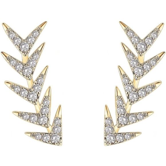 Gold over Sterling  Arrow Ear Climber Earrings - Picture 6 of 11